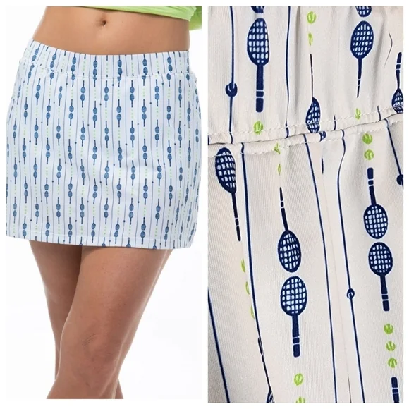 SanSoleil tennis racket/balls skort. Women's Size Large. White navy green. - Picture 1 of 16
